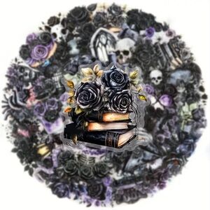 50 Gothic Black Roses Stickers Skull Flowers Books Gothic Halloween